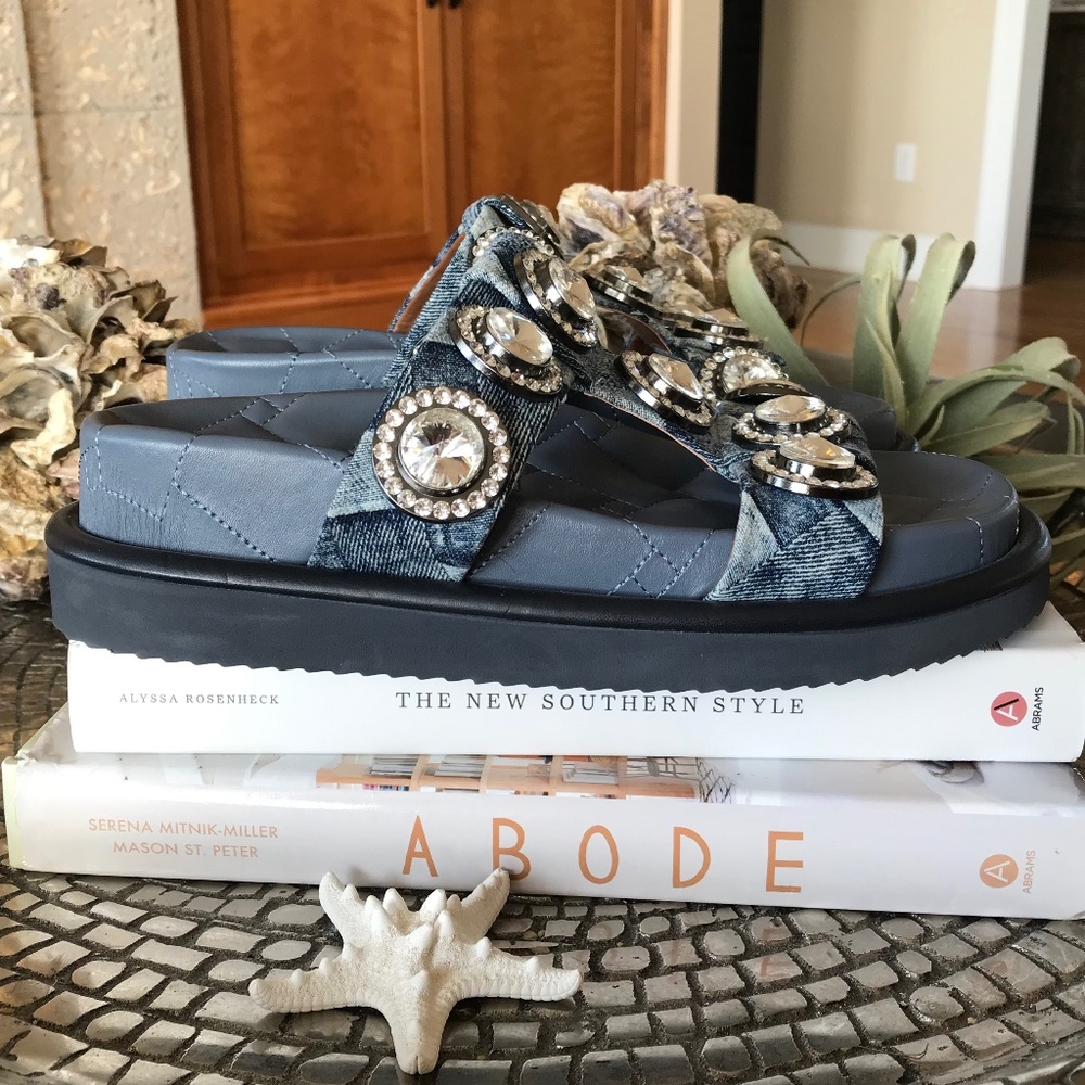 KURT GEIGER LONDON ORSON CRYSTAL SLIDE SANDAL - Picture 2 of 14